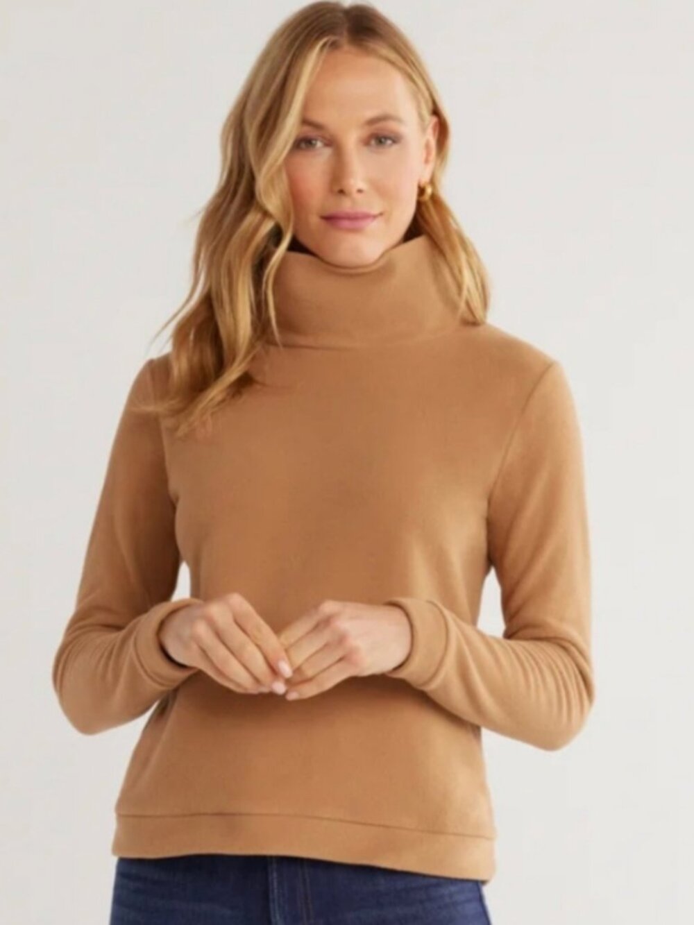 Dudley Stephens Park Slope Turtleneck - Size S - Terry Fleece - Camel